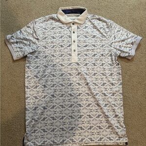 Men's White and Purple Wolf Polo Shirt